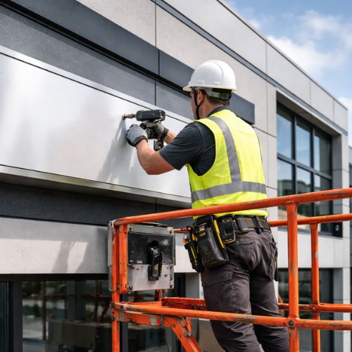 professional signage installation on commercial building exterior