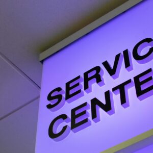 interior illuminated signage for service center branding