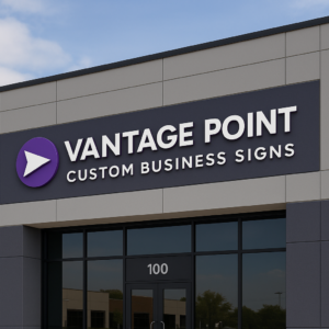 exterior business signage with dimensional letters for commercial building