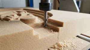HDU high-density urethane foam being carved for a dimensional sign