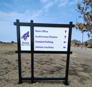 post and panel freestanding sign example North Texas
