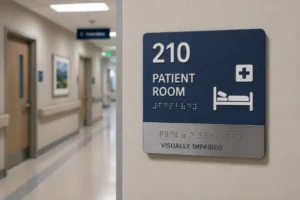 ADA-compliant braille and tactile hospital room identification sign